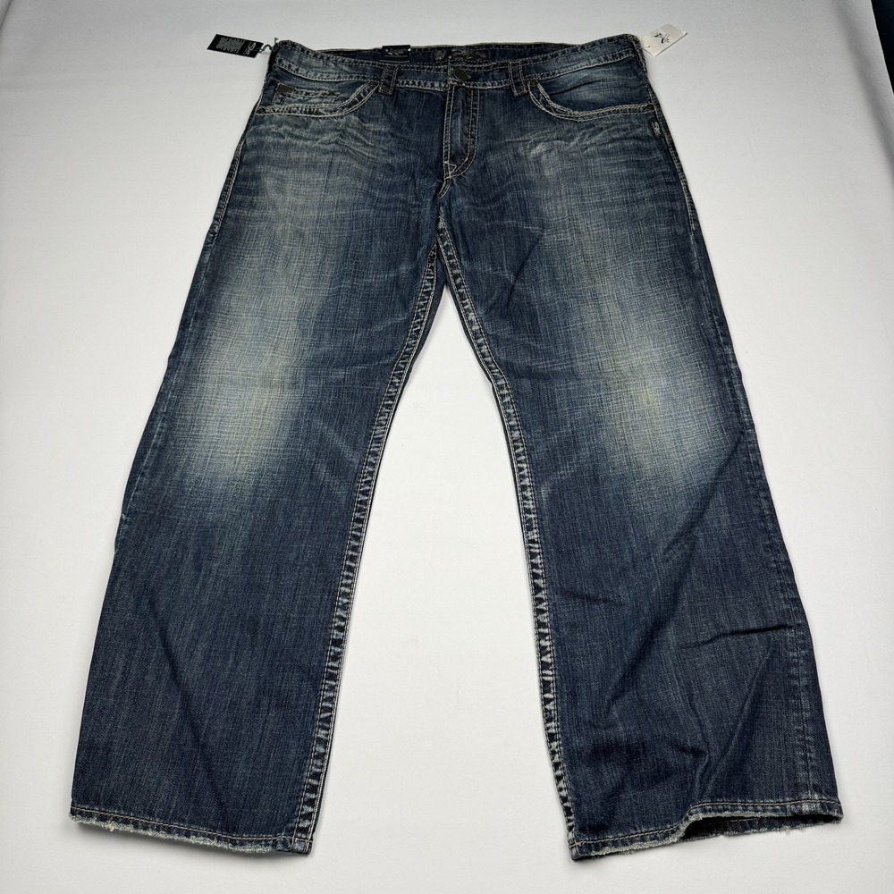 Silver Jeans Co Zac Jeans Mens 40x30 Blue Medium Wash Relaxed Fit Straight Denim